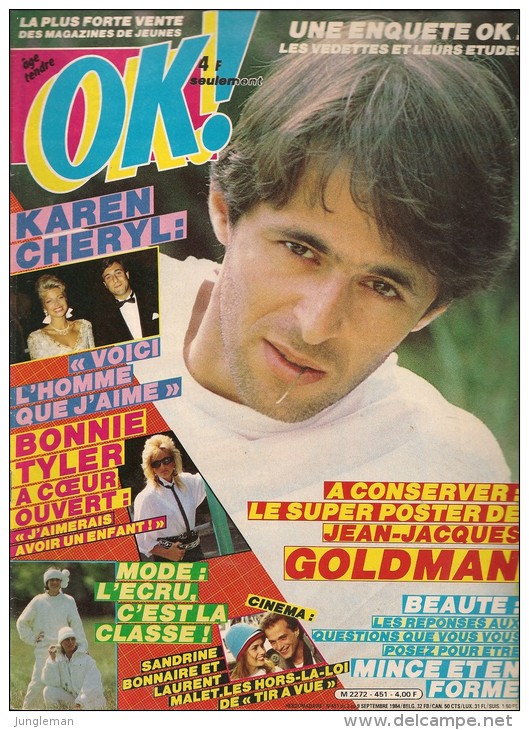 OK N° 451 - Septembre 1984 - Karen Cheryl, Jean-Jacques Goldman, Bonnie Tyler, Patrick Bruel, Elvis Presley - Music