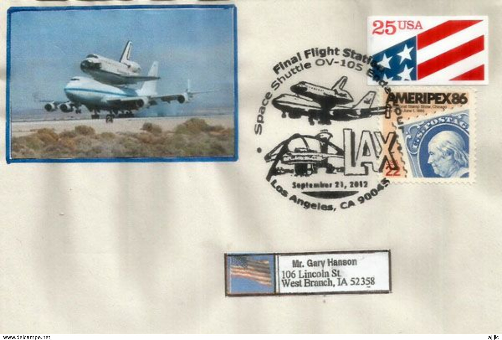 USA.Space Shuttle Endeavour, Dernier Vol (Final Mission), Enveloppe Souvenir De Los Angeles. - Amérique Du Nord