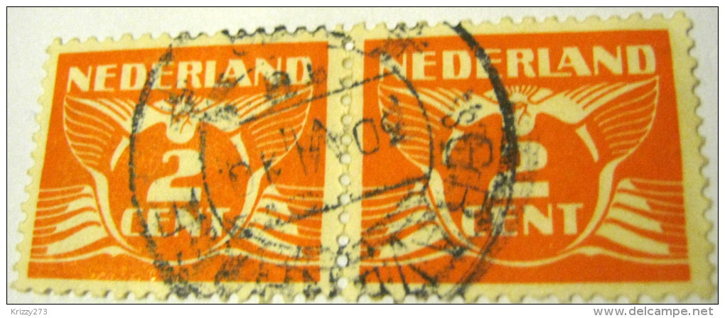 Netherlands 1924 Carrier Pigeon 2c X2 - Used - Used Stamps