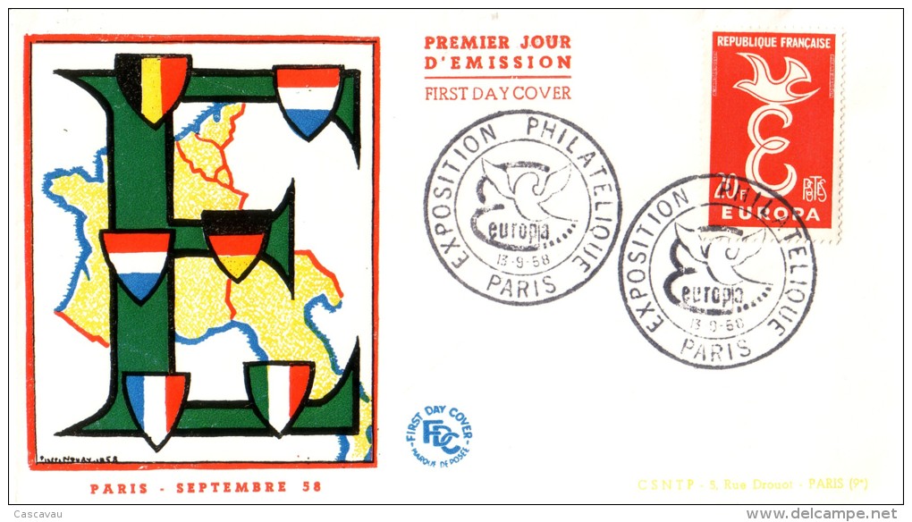 Enveloppe  FDC  1er   Jour    FRANCE   EUROPA   PARIS    1958 - 1958