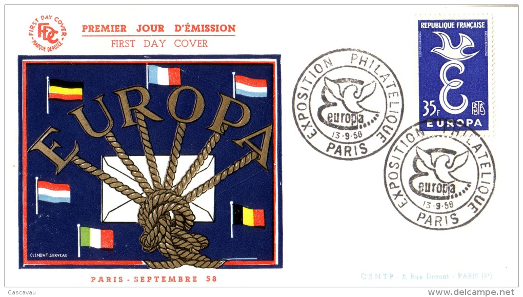 Enveloppe  FDC  1er   Jour    FRANCE   EUROPA   PARIS    1958 - 1958