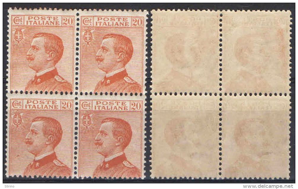 R433) V.E.III MICHETTI 20 CENT. 1925 NUOVO IN QUARTINA - Nuovi