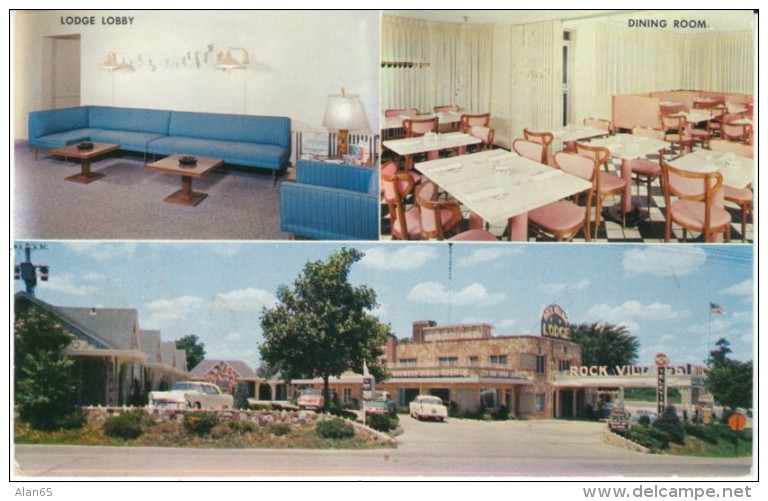 Route 66, Springfield MO Missouri, Rock Village Lodge Motel, Interior Decor, Lodging, 1950s Vintage Postcard - Route ''66'