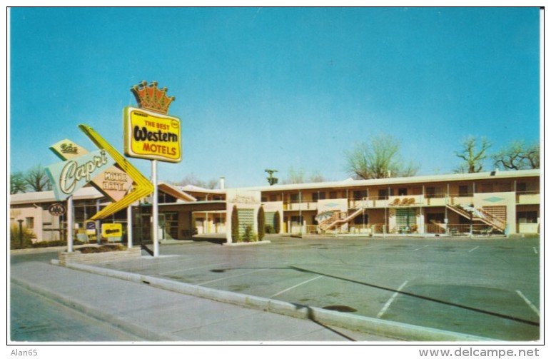 Route 66, Albuquerque NM New Mexico, Capri City Center Motel, Lodging, 1950s/60s Vintage Postcard - Route '66'