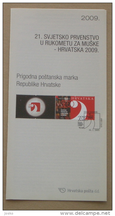 HANDBALL WORLD CHAMPIONSHIP 2009. - Croatia Post Postage Stamp Prospectus * Hand-ball - Handball