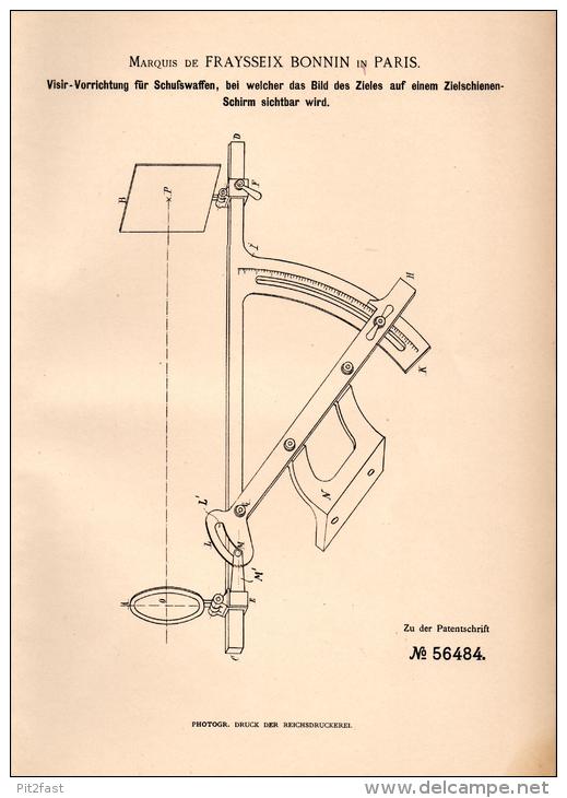 Original Patentschrift - Marquis De Fraysseix Bonnin à Paris , 1890 , Vue De Fusil, Pistolet, Fusil , Pistol !! - Documents