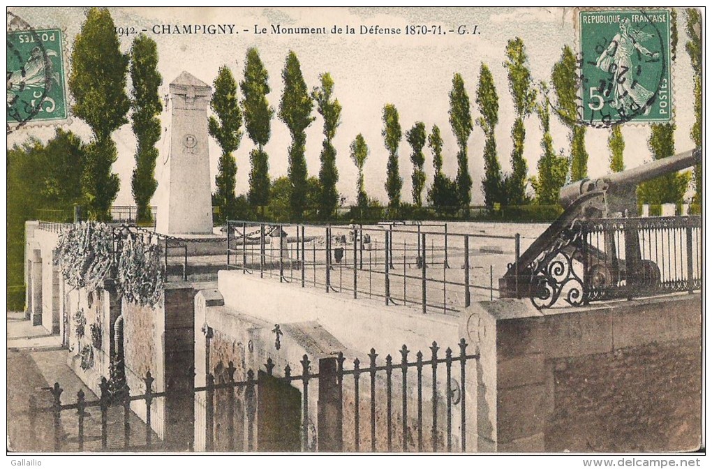 CHAMPIGNY LE MONUMENT DE LA DEFENSE 1870 71 - Champigny