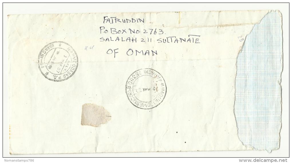 Oman Registered  Postal Used Cover Oman To Pakistan As Per Scan Ship Stamp - Oman