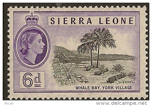 SIERRA LEONE 1956 6d Whale Bay SG 216 HM PN203 - Sierra Leone (...-1960)