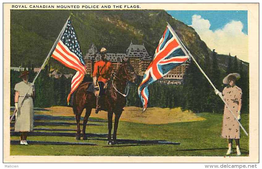 Pays Divers - Canada -ref 689 -royal Canadian  Mounted Police And The Flags - Carte Bon état - - Non Classés