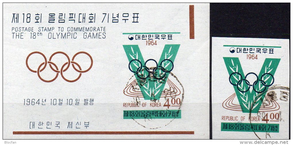 Olympiade 1964 Korea 462+Block 194 O 11€ Stadion Leichtathletik Foglietto Bf Sport M/s Bloc Olympic Sheet Of South Coree - Summer 1964: Tokyo