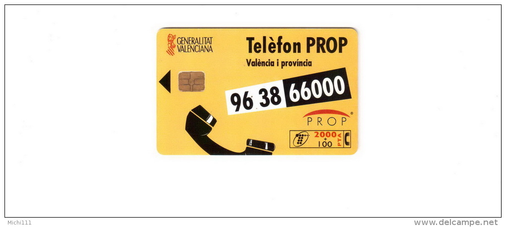 Telefonkarte Spanien Generalitat Valenciana Telefon Prob 2000PTA +100 - Basic Issues