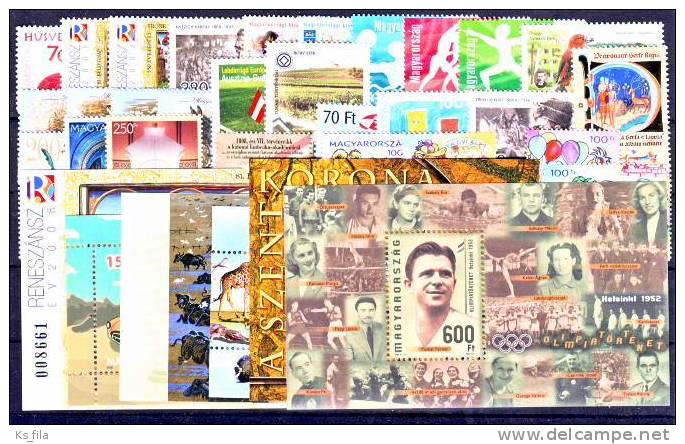 HUNGARY 2008 Full Year 39 Stamps + 7 S/s (Personalized Stamps Booklets And Special Issues Are Not Including) - Volledig Jaar