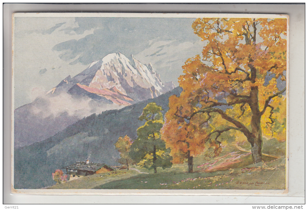 KÜNSTLER - ARTIST - E.H. Compton, "Watzmann Von Der Ramsau", Richter-Berchtesgaden, Kl. Druckstelle - Compton, E.T.