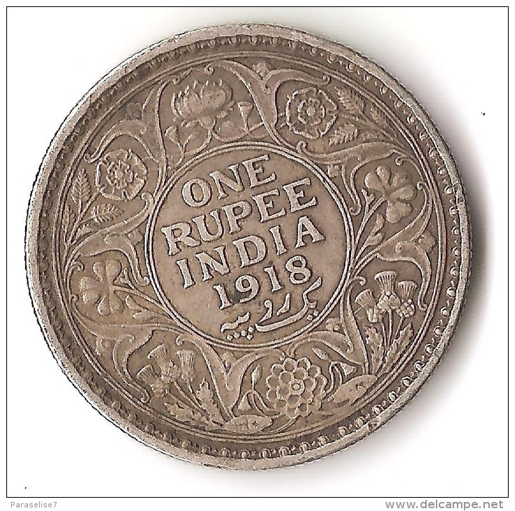 INDE  1  RUPEE    1918   ARGENT - Indien