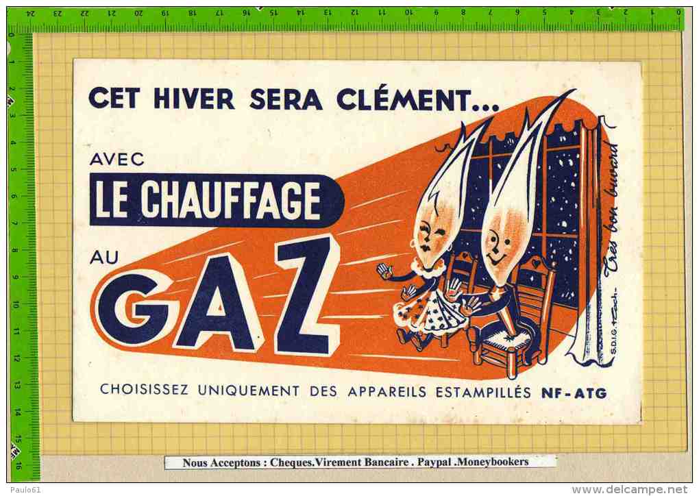BUVARD /Cet Hiver Sera Clement  Le Chauffage Au GAZ - Electricity & Gas
