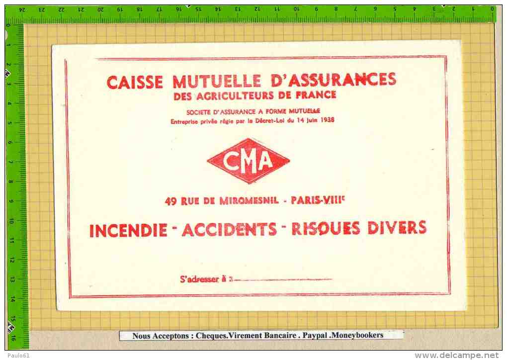 BUVARD /Caisse MUTUELLE D´Assurances  CMA - Bank & Versicherung