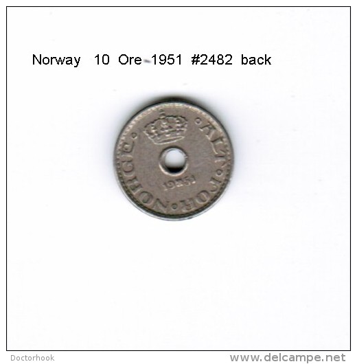 NORWAY   10  ORE  1951  (KM # 383) - Norway