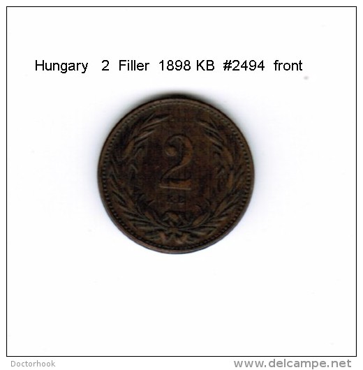 HUNGARY    2  FILLER  1898 KB  (KM # 481) - Hungary