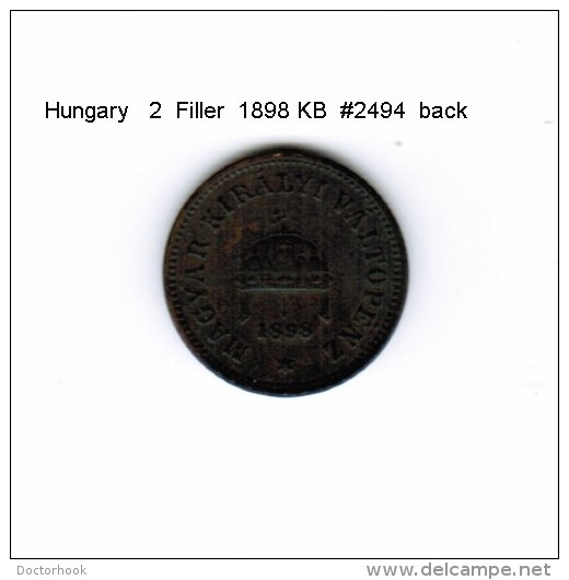 HUNGARY    2  FILLER  1898 KB  (KM # 481) - Hungary