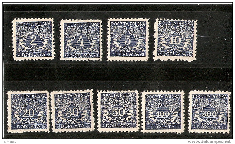 POLOGNE TIMBRES TAXE   DE 1919 N 22/31 NEUF ** - Service