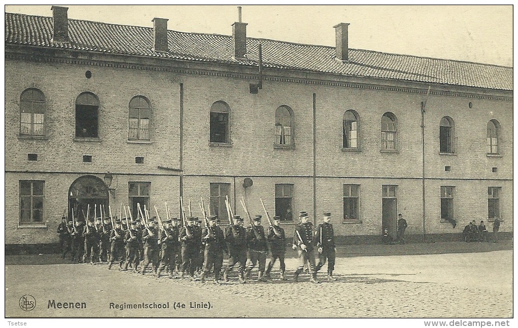 Menen - Regimentschool ( 4e Linie ) - Feldpost - 1916 ( Verso Zien ) - Menen