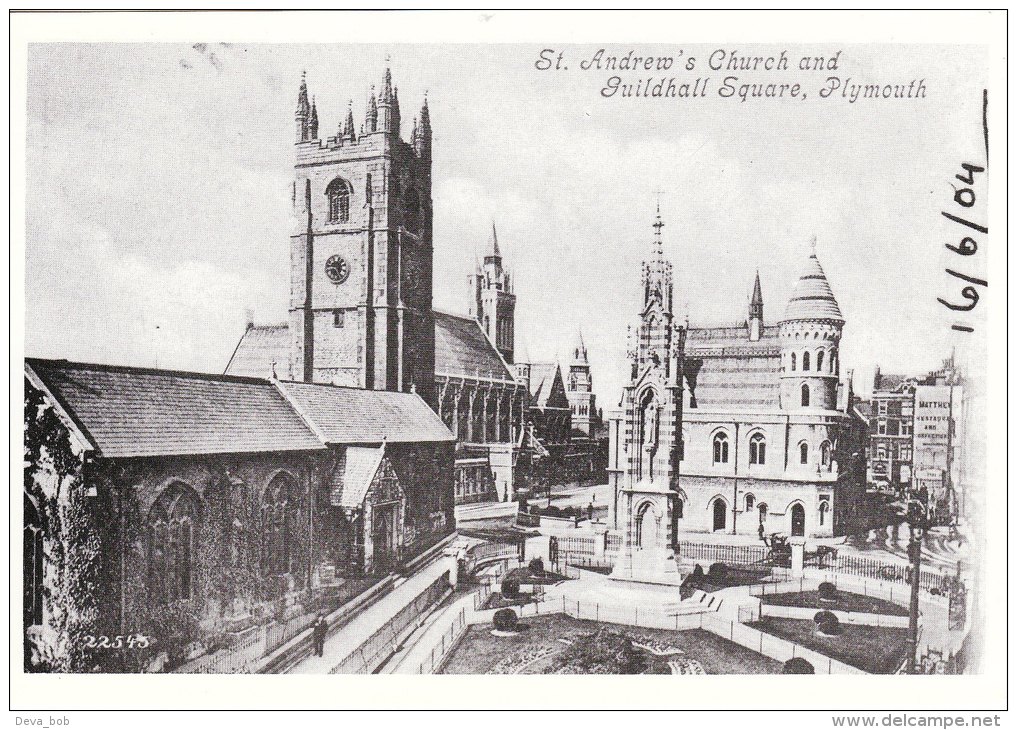 Postcard PLYMOUTH St Andrew's Church Guildhall Square 1904 Edwardian Devon Repro - Plymouth