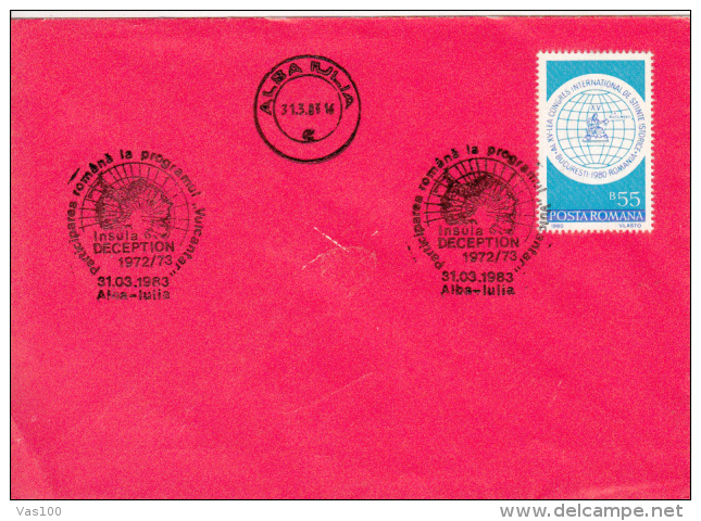 EXPLORERS, DECEPTION ISLAND, SPECIAL POSTMARK ON COVER, 1983, ROMANIA - Explorers