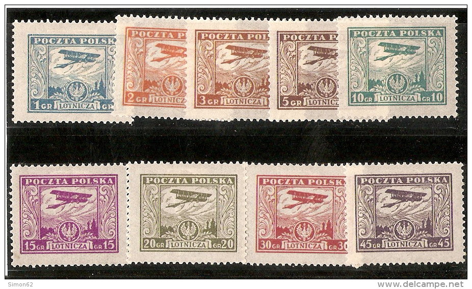 POLOGNE POSTE AERIENNE DE 1925 N 1/9 NEUF * - Nuovi