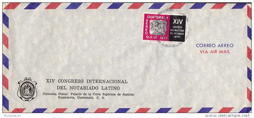 Guatemala Airmail Aereo XIV Congresso International Del NOTARDINO LATINO Cover Letra  1977 Maya-Relief - Guatemala