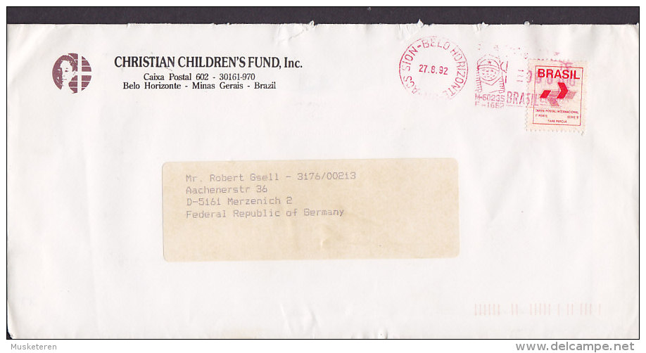 Brazil CHRISTIAN CHILDREN'S FUND Inc. BELO HORIZONTE 1992 Cover Letra To Germany - Covers & Documents