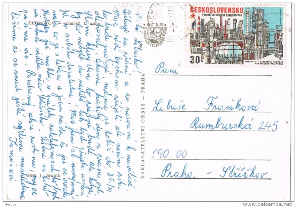 4505. Postal CHOMUTOV (Checslovaquia) 1977 A Praha - Cartas & Documentos