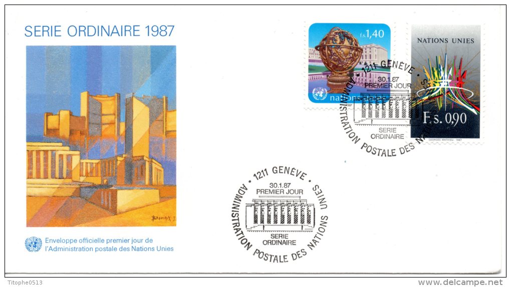 ONU GENEVE. N°152-3 Sur Enveloppe 1er Jour (FDC) De 1987. Série Courante. - FDC