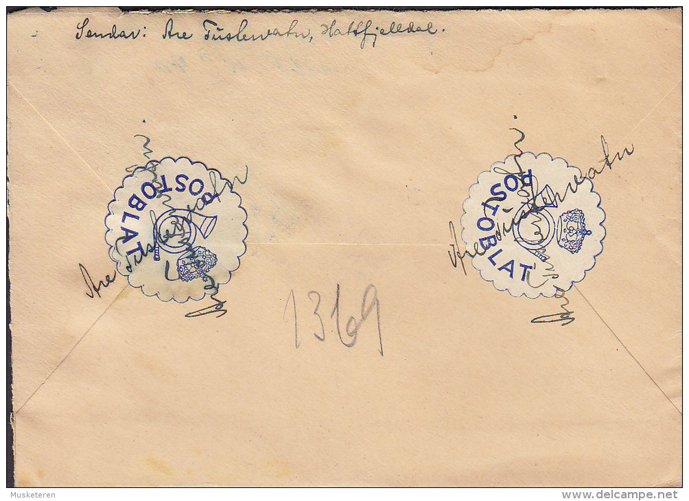 Norway Registered Recommandé Einschreiben Label HATTFJELLDAL 1945 Cover Brief LIVSTRYGDELAGET ANDVAKE, OSLO Postoblat - Brieven En Documenten