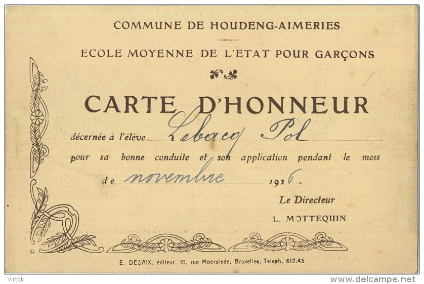 Chatelet :  La Sambre   --  Carte D'honneur Houdeng-Aimeries  (  Regarder Verso )   Bateaux - Binnenscheepvaart - Châtelet