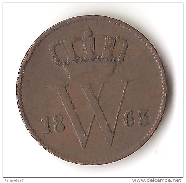 PAYS-BAS  1  CENT  1863 - 1849-1890 : Willem III