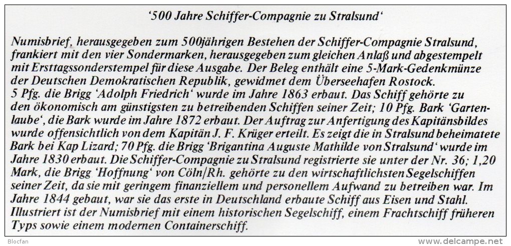 Numisbrief 5/88 Deutschland 1988 Numisletter 5M Plus DDR 3198/1 SST 35€ Schiffer Compagnie Schiff-Fahrt Cover Of Germany - 5 Marchi