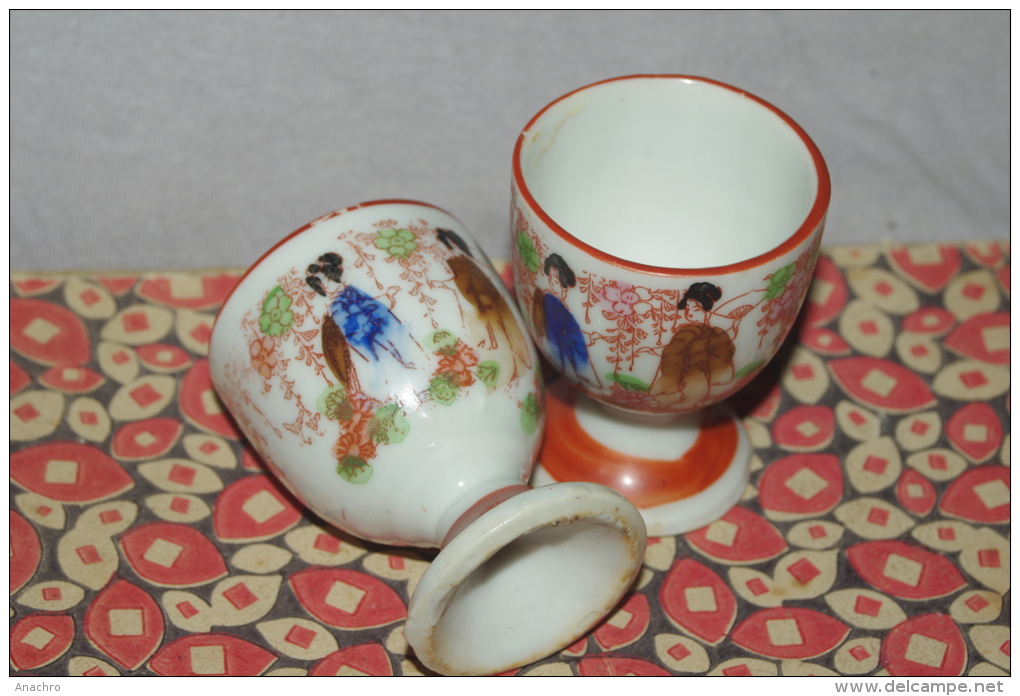 COQUETIERS Anciens PORCELAINE  Thème JAPON X 2 - Otros & Sin Clasificación