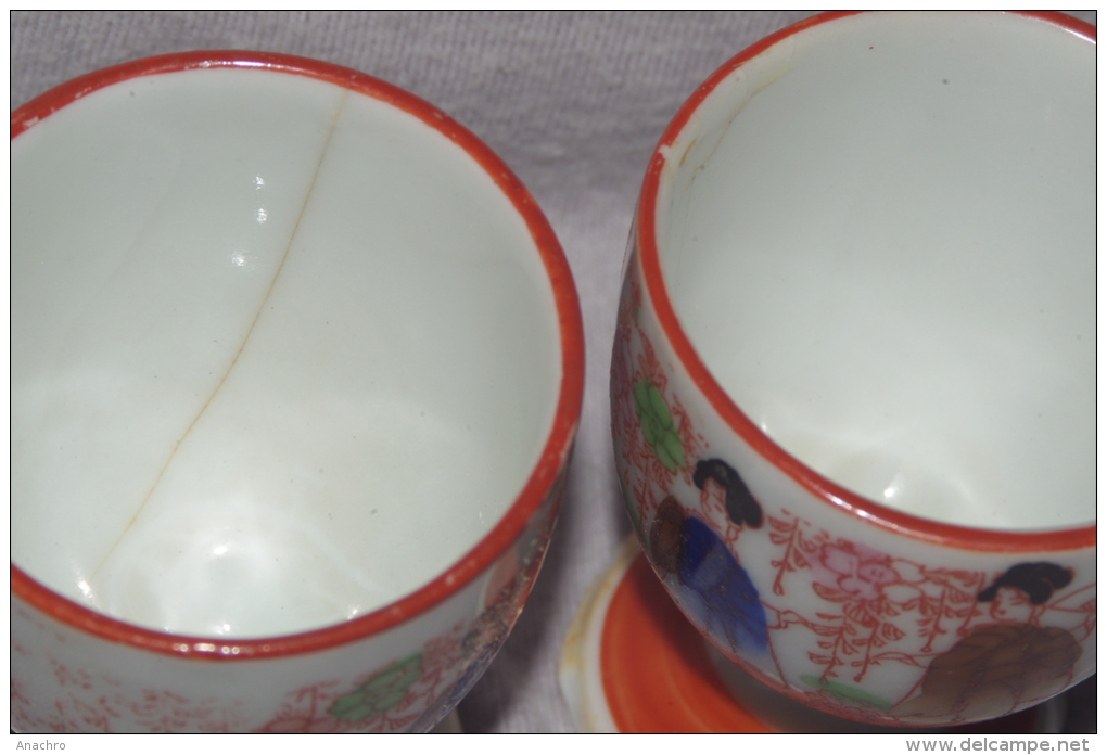 COQUETIERS Anciens PORCELAINE  Thème JAPON X 2 - Otros & Sin Clasificación