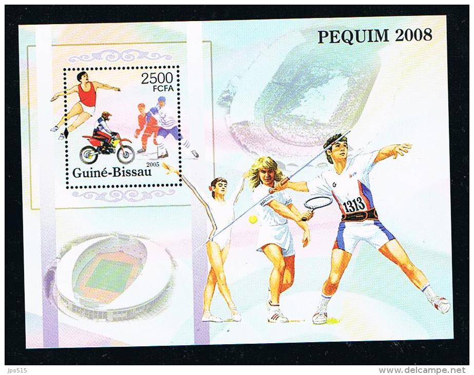 TENNIS - Guinea-Bissau - 2004 - Mini Sheet Beijing 2008 Tennis In The Margin ** - Jetski