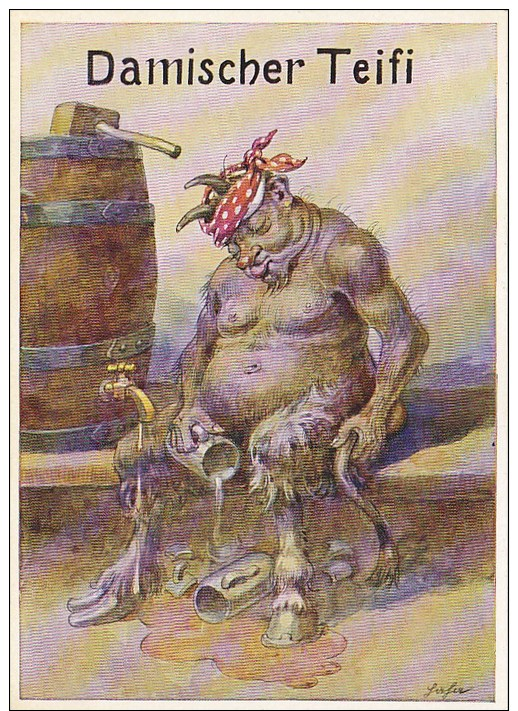 Munchen - Hofbrauhaus Bier Beer Krampus Postcard - Muenchen