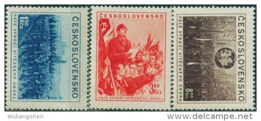 JK0110 Czechoslovakia 1953 February Events By Reading The Militia Speech Stalin 3v MNH - Neufs