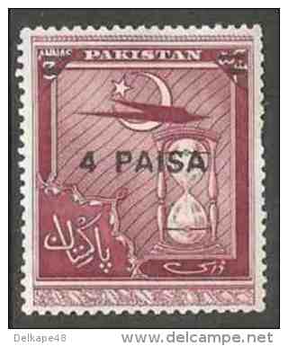 Pakistan 1968 Mi 257 ** Optd: 4 Paisa - Airplane + Hour-glass – Independence / Flugzeug, Sanduhr - Unabhängigkeit - Pakistan