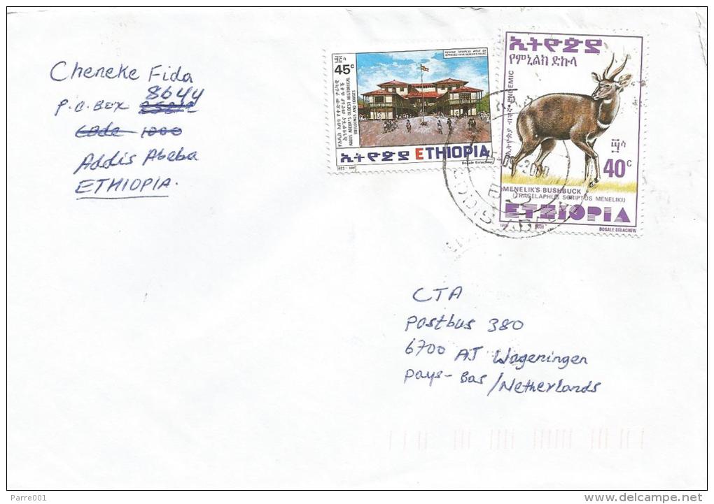 Ethiopia 2000 Addis Ababa Historic Buildings Bushbuck Antilope Cover - Ethiopië