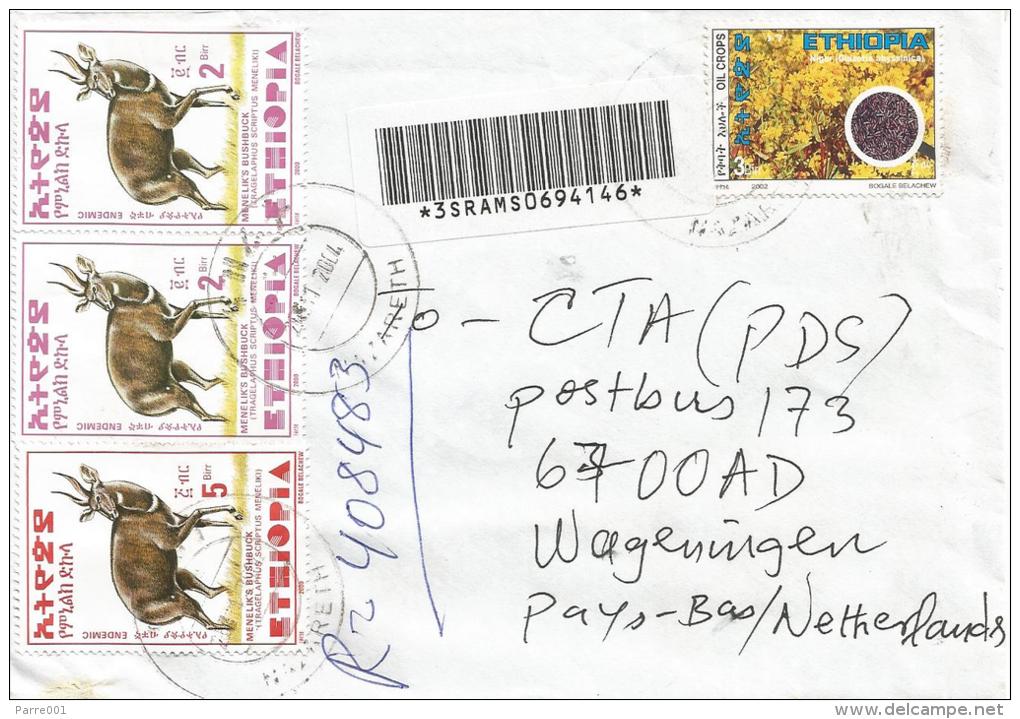 Ethiopia 2004 Nazareth Oil Crops Antilope Barcoded Registered Cover - Etiopía