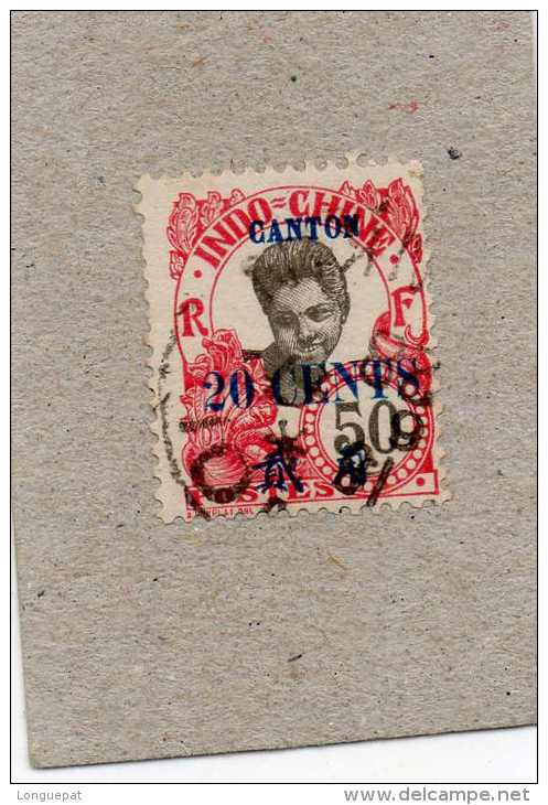 CANTON : Cambodgienne -Timbre D´Indochine De 1919  Surchargé "CANTON" Et Valeur Surchargé En Cents. - Used Stamps