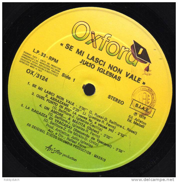 * LP *  JULIO IGLESIAS - SE MI LASCI NON VALE (Italy 1976) - Altri - Musica Italiana