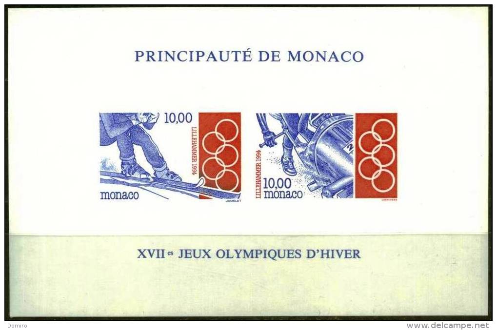 Monaco Bloc Feuillet 63a **  (MNH)     (RARE) - Hiver 1994: Lillehammer