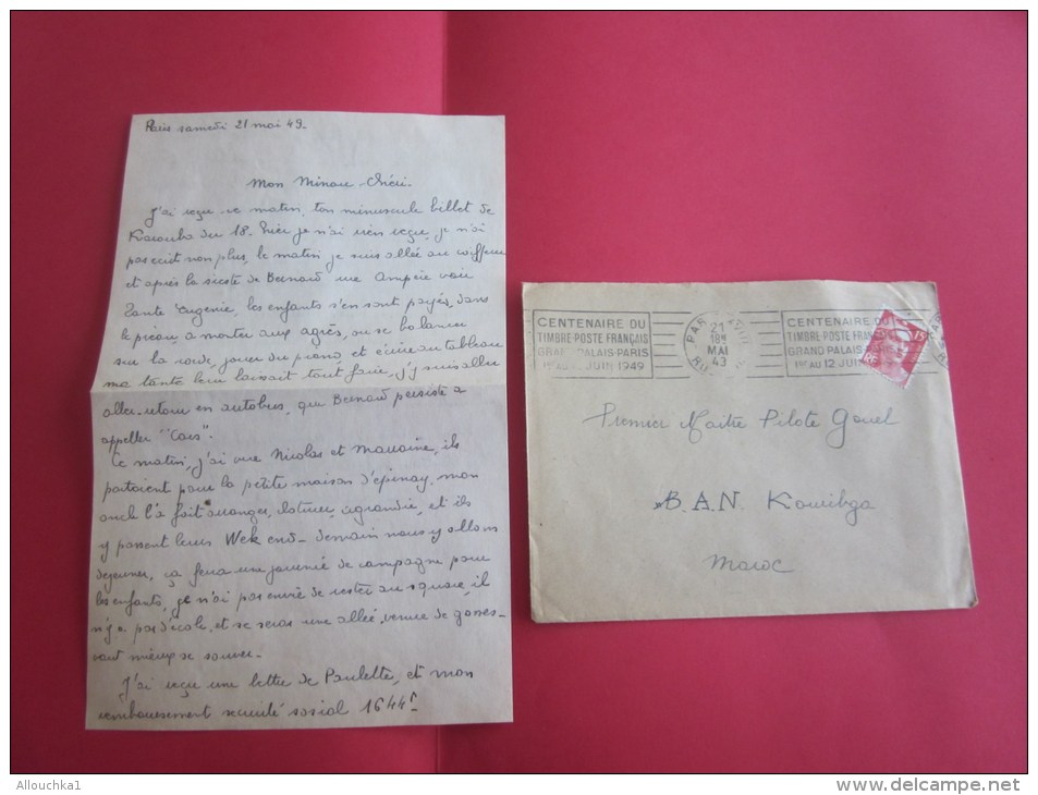 1949 Lettre D´Amour "enflammée "de Hyéres >1er Maître Pilote Gouel Base Aérienne Navale (B.A.N ) KOUIBGA (Maroc)OMEC RBV - Lettres & Documents