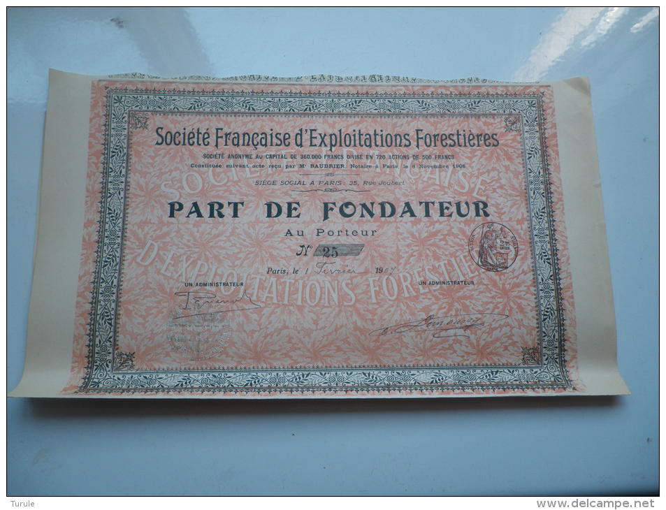 FRANCAISE D'EXPLOITATIONS FORESTIERES (fondateur) 1907 - Other & Unclassified